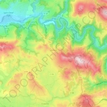 Topografische kaart Lassouts, hoogte, reliëf
