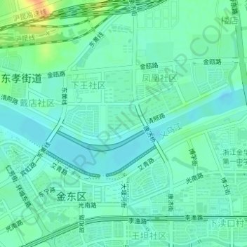 Topografische kaart 金华建筑艺术公园, hoogte, reliëf