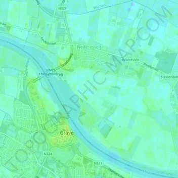 Topografische kaart Nederasselt, hoogte, reliëf