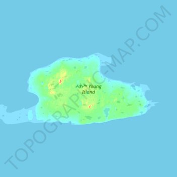 Topografische kaart Young Island, hoogte, reliëf