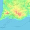 Topografische kaart Algarve, hoogte, reliëf