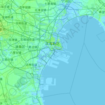 Topografische kaart 滨海新区, hoogte, reliëf