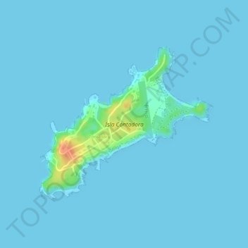 Topografische kaart Isla Contadora, hoogte, reliëf