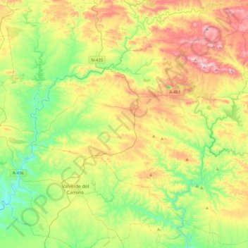 Topografische kaart Cuenca Minera, hoogte, reliëf