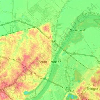 Topografische kaart Saint Charles, hoogte, reliëf