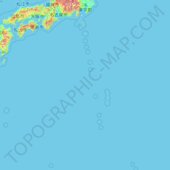 Topografische kaart Tokio, hoogte, reliëf