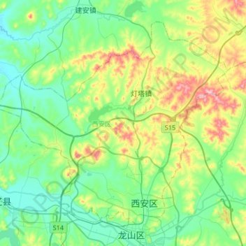 Topografische kaart 西安区, hoogte, reliëf