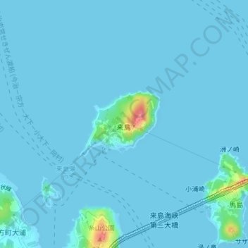 Topografische kaart 小島, hoogte, reliëf