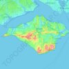 Topografische kaart Isle of Wight, hoogte, reliëf
