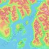 Topografische kaart Howe Sound, hoogte, reliëf