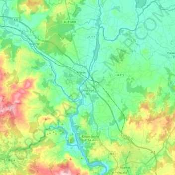 Topografische kaart Outeiro de Rei, hoogte, reliëf