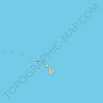 Topografische kaart Hawaï, hoogte, reliëf