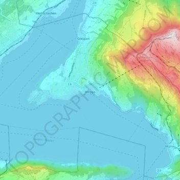 Topografische kaart Weggis, hoogte, reliëf