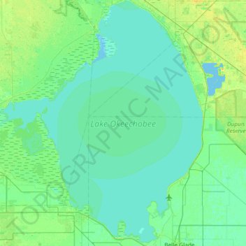 Topografische kaart Lake Okeechobee, hoogte, reliëf