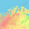 Topografische kaart Finnmark, hoogte, reliëf