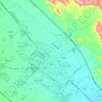 Topografische kaart Abadeh, hoogte, reliëf