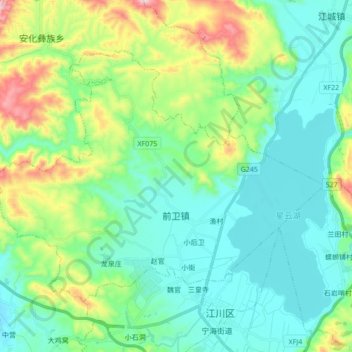 Topografische kaart 前卫镇, hoogte, reliëf