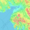 Topografische kaart Cumberland, hoogte, reliëf