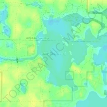 Topografische kaart Lake Dubonnet, hoogte, reliëf