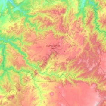 Topografische kaart Oulmès ⵡⴰⵍⵎⴰⵙ ولماس, hoogte, reliëf