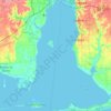 Topografische kaart Mobile Bay, hoogte, reliëf