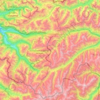 Topografische kaart Verwall Alps, hoogte, reliëf