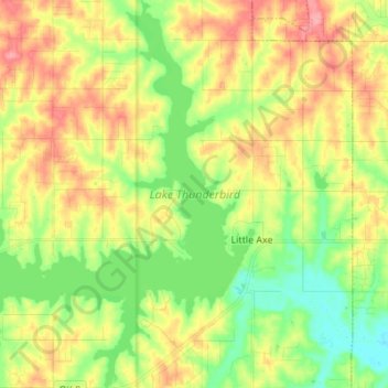 Topografische kaart Lake Thunderbird, hoogte, reliëf