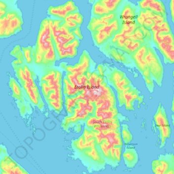 Topografische kaart Etolin Island, hoogte, reliëf