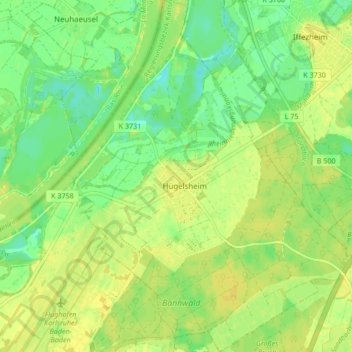 Topografische kaart 76549, hoogte, reliëf