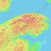 Topografische kaart Gaspésie, hoogte, reliëf