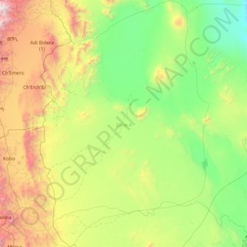 Topografische kaart Zone 4, hoogte, reliëf