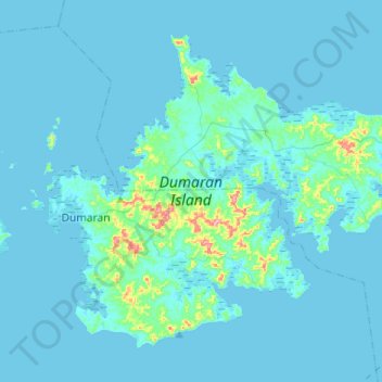 Topografische kaart Dumaran Island, hoogte, reliëf