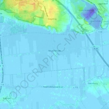 Topografische kaart Neuenbrook, hoogte, reliëf