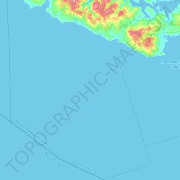 Topografische kaart Argyle Shore, hoogte, reliëf