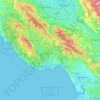 Topografische kaart Santa Cruz County, hoogte, reliëf