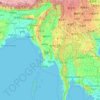 Topografische kaart Myanmar, hoogte, reliëf