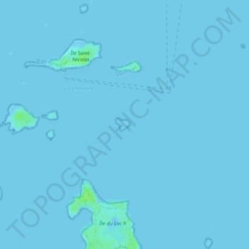 Topografische kaart Île Cigogne, hoogte, reliëf