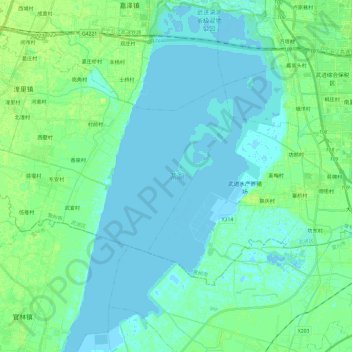 Topografische kaart 滆湖, hoogte, reliëf
