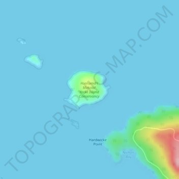 Topografische kaart Yorke Island, hoogte, reliëf
