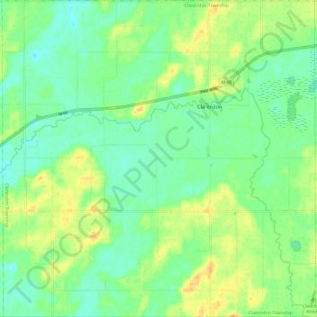 Topografische kaart Clarendon Township, hoogte, reliëf