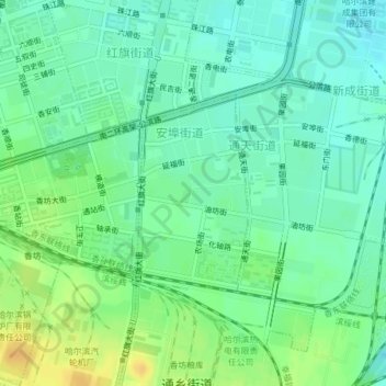 Topografische kaart 安埠街道, hoogte, reliëf