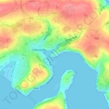 Topografische kaart Scilly, hoogte, reliëf