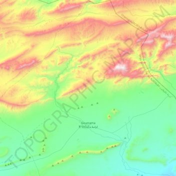 Topografische kaart Gourrama, hoogte, reliëf