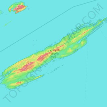 Topografische kaart Isle Royale, hoogte, reliëf