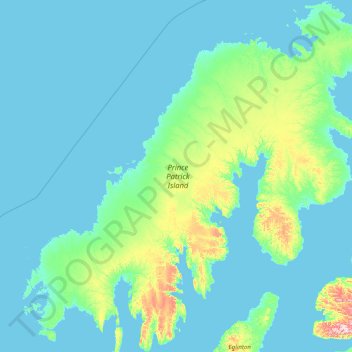 Topografische kaart Prins Patrickeiland, hoogte, reliëf