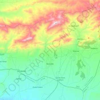 Topografische kaart Boutaleb, hoogte, reliëf