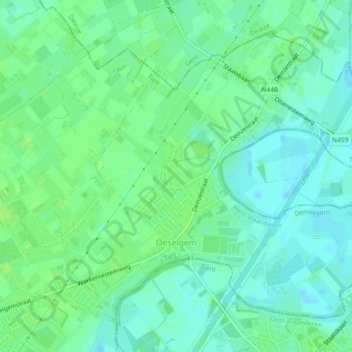 Topografische kaart Oeselgem, hoogte, reliëf
