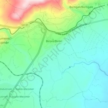 Topografische kaart Birori, hoogte, reliëf