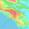 Topografische kaart Općina Gradac, hoogte, reliëf