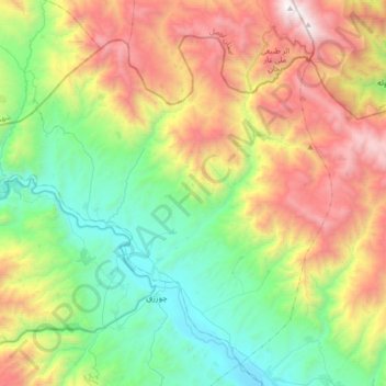 Topografische kaart دهستان درام, hoogte, reliëf